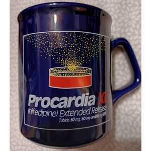 Procardia Advertising Coffee or Tea Mug Blue Hypertension